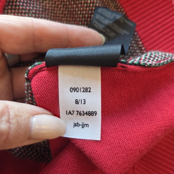 NWT Tommy Hilfiger Tartan Plaid Sweater Dress Red Green Holiday Size L - Picture 7 of 9